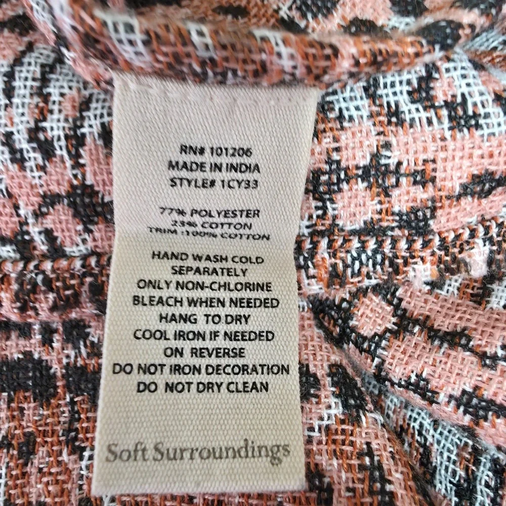 Soft Surroundings Korra Tweed Wrap‎ Beaded Embroidery Boho Earth Tones NWT